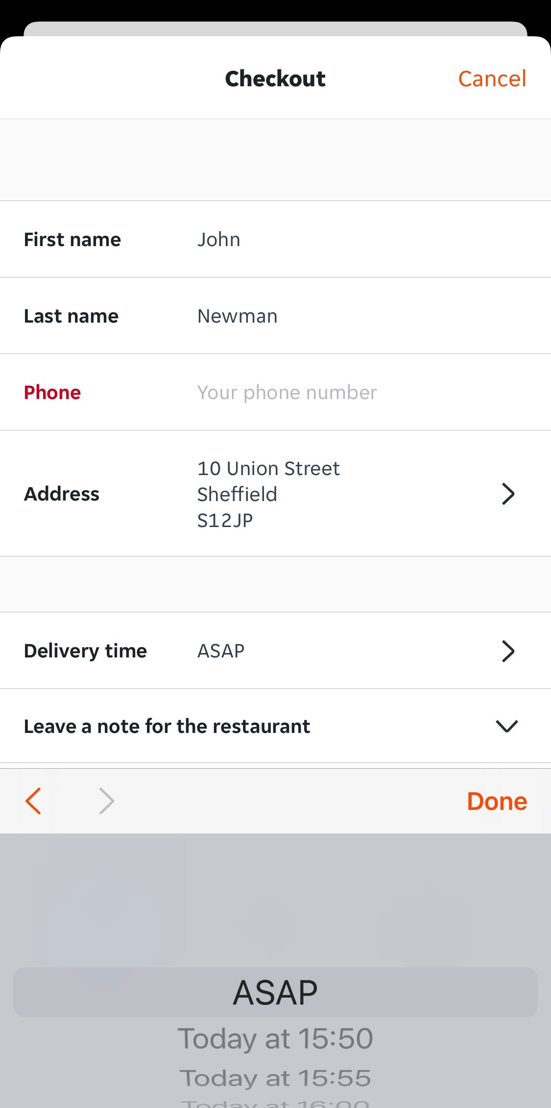 Just Eat’s App Time Booking Interface 24 of 39 Time Booking Interface